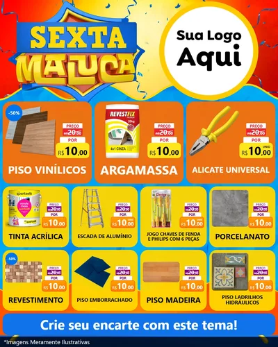 Modelo de Rede Social para Feed Instagram com o tema Sexta Maluca para Material para Construção
