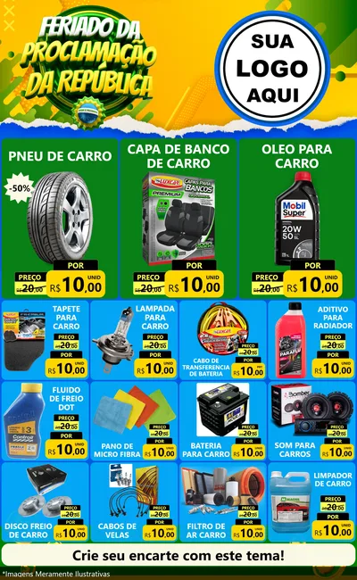 Modelo de Encarte para Encarte Grande com o tema Feriado da Proclamação da República para Auto peças