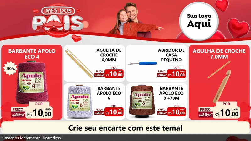 Modelo de TV para TV Horizontal com o tema Mês dos Pais para Armarinho e Aviamentos