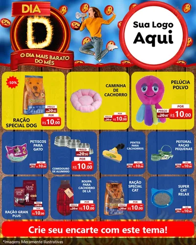Modelo de Rede Social para Feed Instagram com o tema Dia D - O Dia Mais Barato Do Mês para Pet Shop
