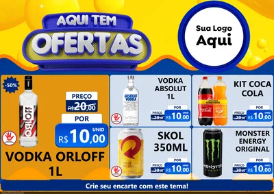 Modelo de Encarte para Encarte A4 Horizontal com o tema Aqui Tem Ofertas para Distribuidora de bebidas
