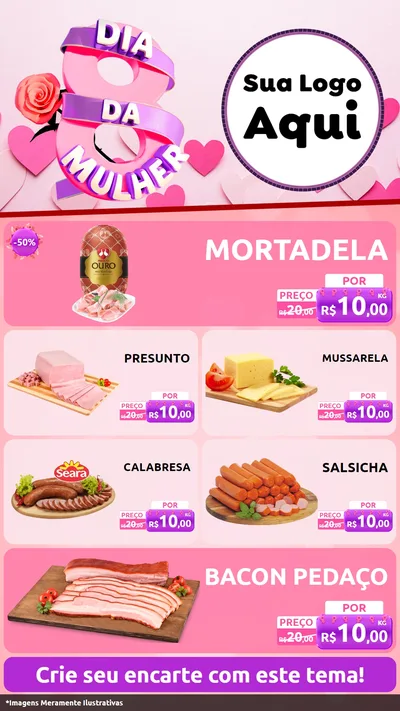 Modelo de TV para TV Vertical com o tema Dia da Mulher para Frios e Laticínios