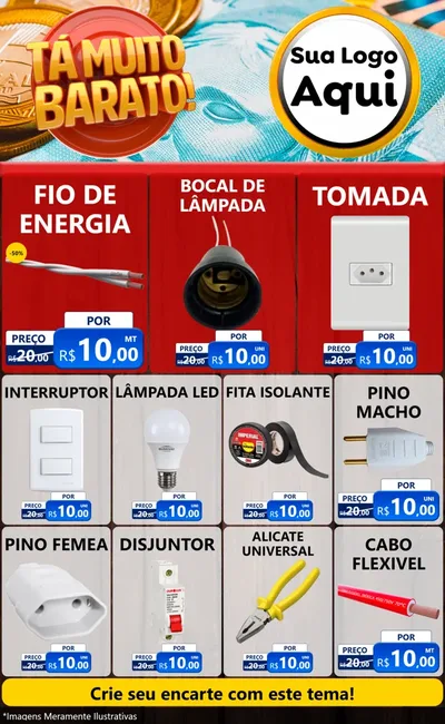 Modelo de Encarte para Encarte Grande com o tema Está Muito Barato para Materiais Elétricos