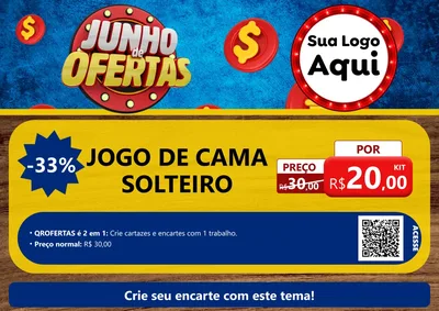 Modelo de Cartaz para Cartaz A4 Horizontal com o tema Junho de Ofertas para Cama, Mesa e Banho
