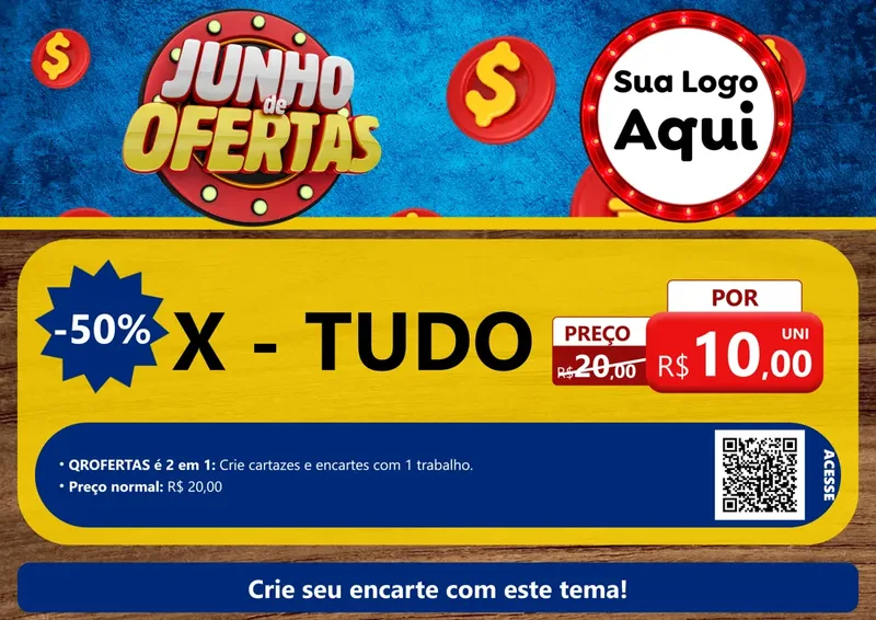 Modelo de Cartaz para Cartaz A4 Horizontal com o tema Junho de Ofertas para Hamburgueria