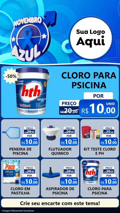 Modelo de Rede Social para Stories com o tema Novembro Azul para Produtos para Piscina