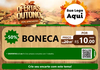 Modelo de Cartaz para Cartaz A4 Horizontal com o tema Ofertas de Outono - Vem, Aproveite! para Brinquedos