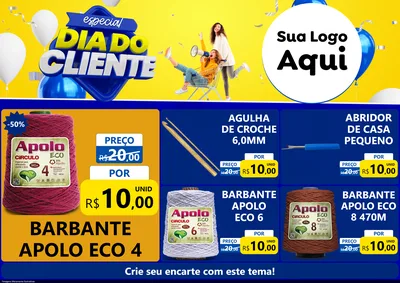 Modelo de Encarte para Encarte A4 Horizontal com o tema Especial Dia do Cliente para Armarinho e Aviamentos