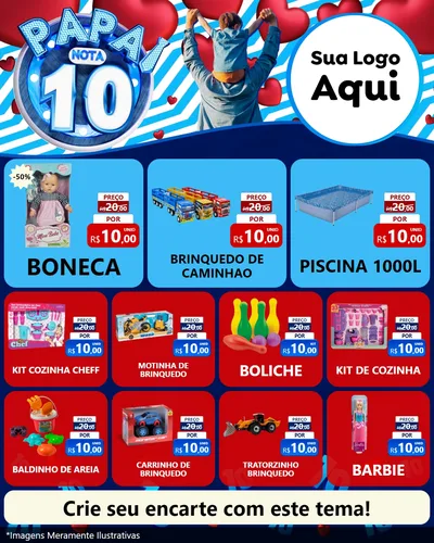 Modelo de Rede Social para Feed Instagram com o tema Papai Nota 10 para Brinquedos