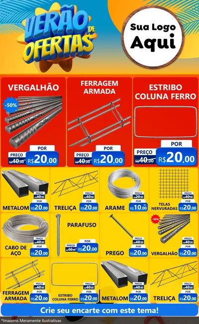 Modelo de Encarte para Encarte Grande com o tema Verão de Ofertas para Ferragens