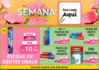 Modelo de Encarte para Encarte A4 Horizontal com o tema Semana da Primavera para Higiene Pessoal