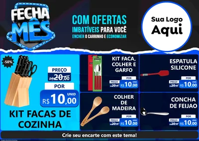 Modelo de Encarte para Encarte A4 Horizontal com o tema Fecha Mês para Utilidades Domésticas