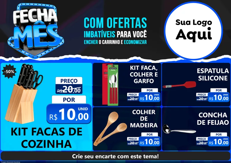 Modelo de Encarte para Encarte A4 Horizontal com o tema Fecha Mês para Utilidades Domésticas