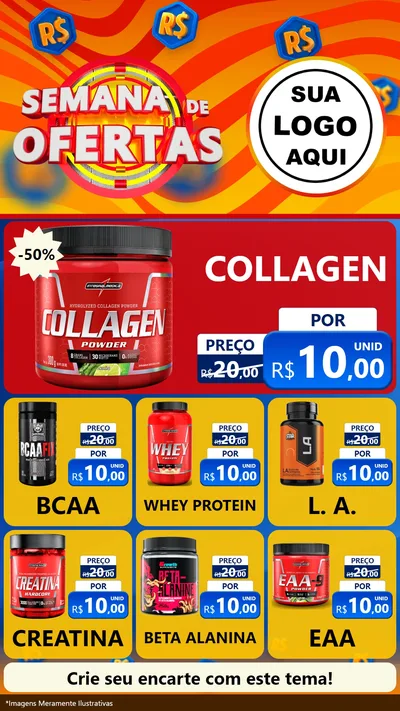 Modelo de Rede Social para Stories com o tema Semana de Ofertas para Suplementos alimentares