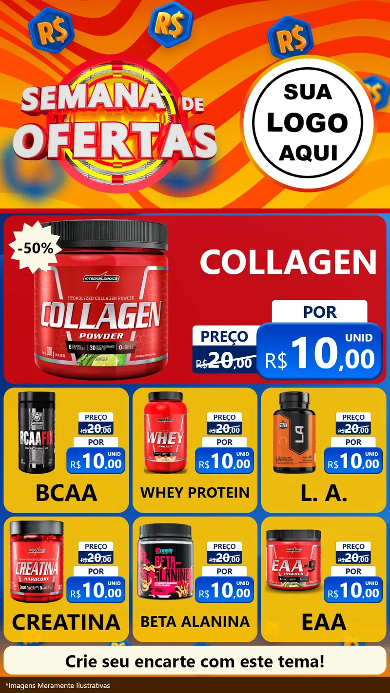Modelo de Rede Social para Stories com o tema Semana de Ofertas para Suplementos alimentares