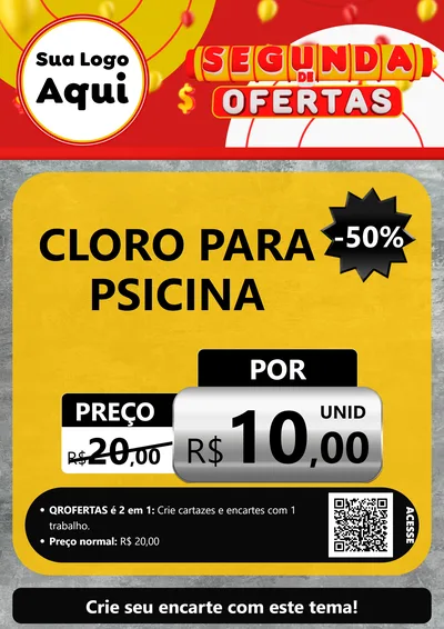 Modelo de Cartaz para Cartaz A4 Vertical com o tema Segunda de Ofertas para Produtos para Piscina