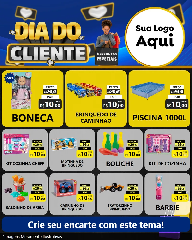 Modelo de Rede Social para Feed Instagram com o tema Dia Do Cliente para Brinquedos
