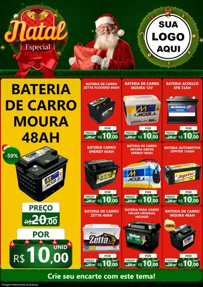 Modelo de Encarte para Encarte A4 Vertical com o tema Natal Especial para Baterias Elétricas