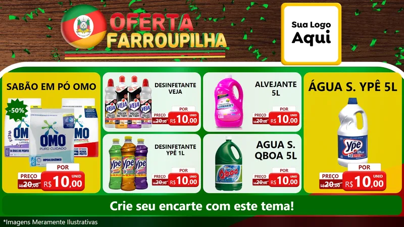 Modelo de TV para TV Horizontal com o tema Oferta Farroupilha para Produtos de Limpeza