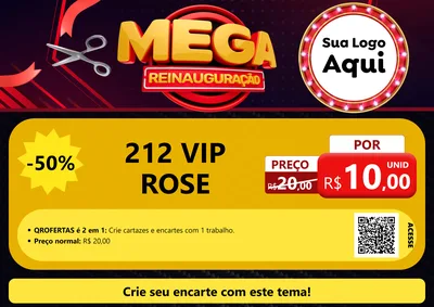 Modelo de Cartaz para Cartaz A4 Horizontal com o tema Mega Reinauguração para Perfumes