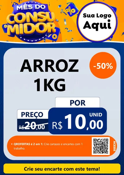 Modelo de Cartaz para Cartaz A4 Vertical com o tema Mês do Consumidor para Supermercado