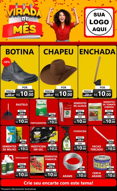 Modelo de Encarte para Encarte Grande com o tema Virada de Mês para Agropecuária
