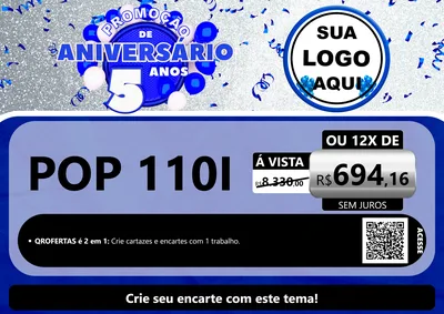 Modelo de Cartaz para Cartaz A4 Horizontal com o tema Promoção de Aniversário - 5 Anos para Concessionaria de Motos