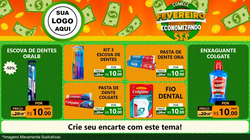 Modelo de TV para TV Horizontal com o tema Comece Fevereiro Economizando para Higiene Pessoal