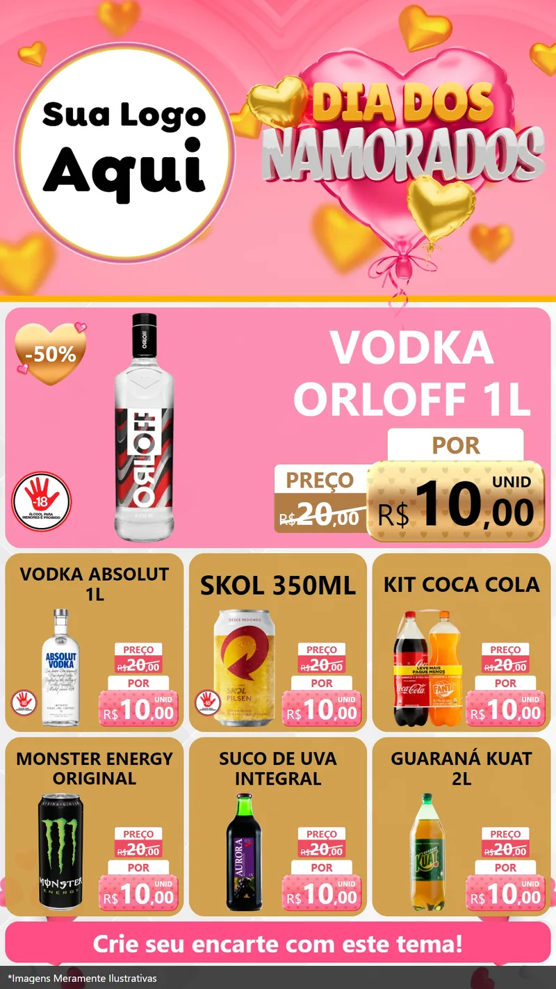Modelo de Rede Social para Stories com o tema Dia dos Namorados para Distribuidora de bebidas