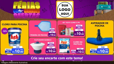 Modelo de TV para TV Horizontal com o tema Férias com Grandes Ofertas para Produtos para Piscina
