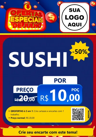 Modelo de Cartaz para Cartaz A4 Vertical com o tema Ofertas Especiais de Julho para Comida japonesa