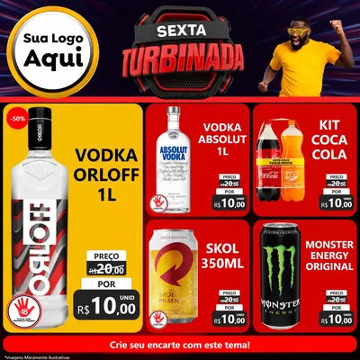 Modelo de Rede Social para Feed Facebook com o tema Sexta Turbinada para Distribuidora de bebidas