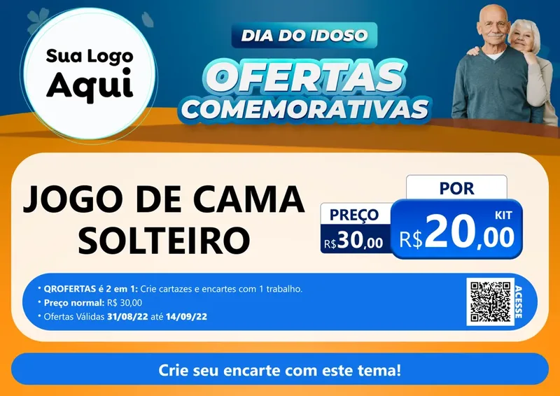 Modelo de Cartaz para Cartaz A4 Horizontal com o tema Dia do Idoso para Cama, Mesa e Banho