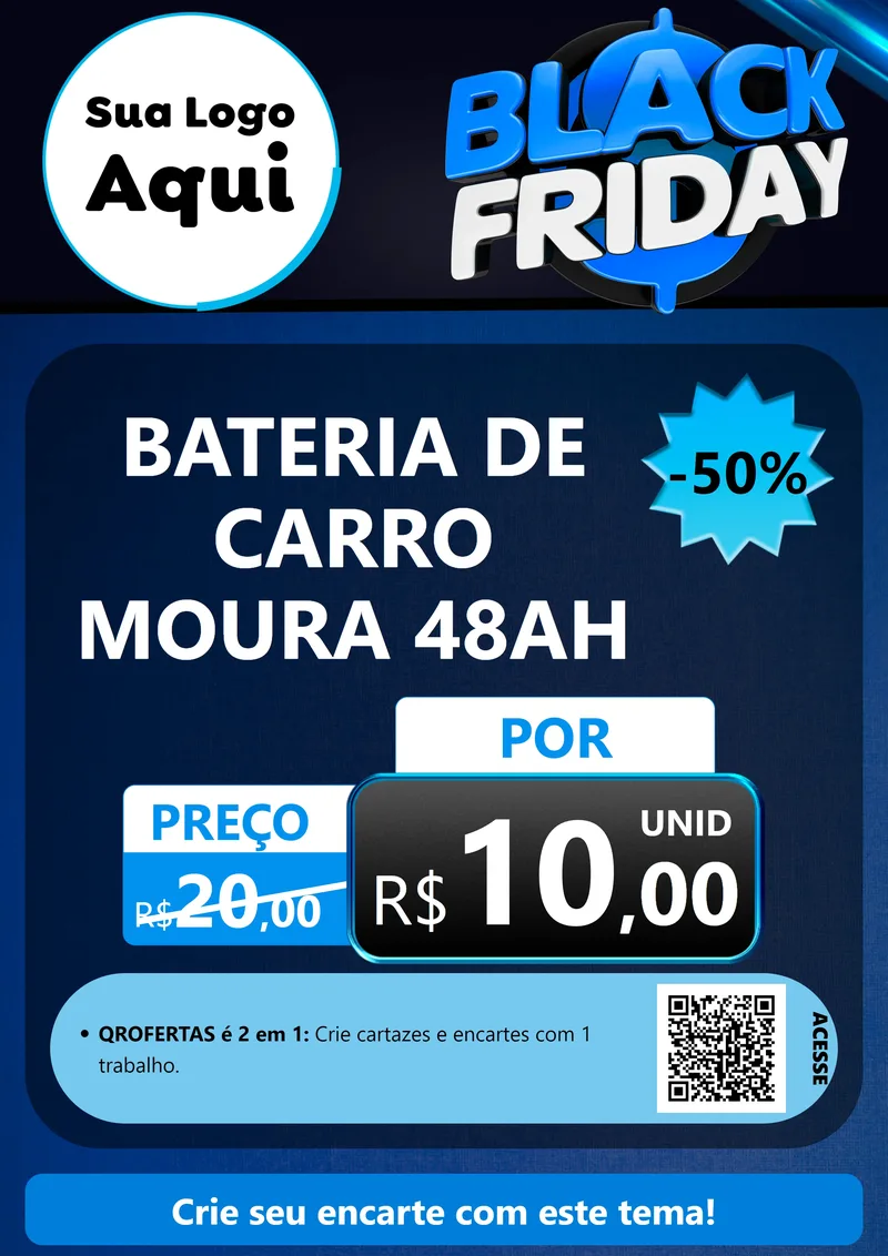 Modelo de Cartaz para Cartaz A4 Vertical com o tema Black Friday para Baterias Elétricas