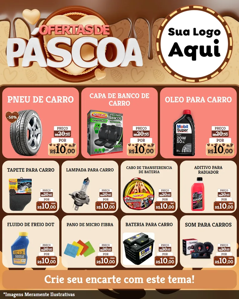 Modelo de Rede Social para Feed Instagram com o tema Ofertas de Páscoa para Auto peças