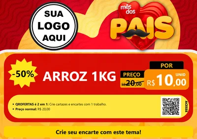 Modelo de Cartaz para Cartaz A4 Horizontal com o tema Mês Dos Pais para Supermercado