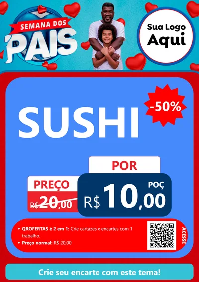 Modelo de Cartaz para Cartaz A4 Vertical com o tema Semana Dos Pais para Comida japonesa