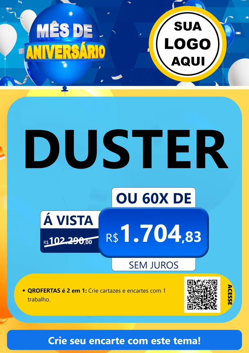 Modelo de Cartaz para Cartaz A4 Vertical com o tema Mês de Aniversário para Concessionaria de Carros