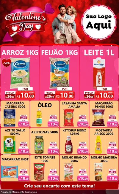 Modelo de Encarte para Encarte Grande com o tema Valentine's Day para Supermercado