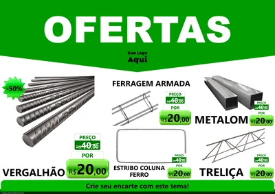 Modelo de Encarte para Encarte A4 Horizontal com o tema Ofertas Verde Cartaz para Ferragens