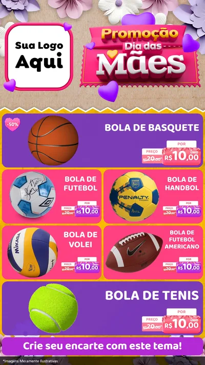 Modelo de TV para TV Vertical com o tema Promoção Dia das Mães para Artigos Esportivos