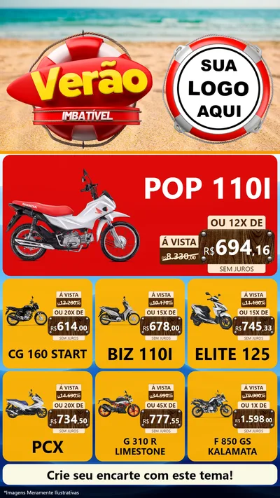 Modelo de Rede Social para Stories com o tema Verão Imbatível para Concessionaria de Motos