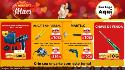 Modelo de TV para TV Horizontal com o tema Semana das Mães para Maquinas e Ferramentas