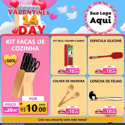 Modelo de Rede Social para Feed Facebook com o tema Valentine's Day para Utilidades Domésticas