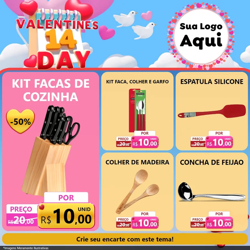 Modelo de Rede Social para Feed Facebook com o tema Valentine's Day para Utilidades Domésticas
