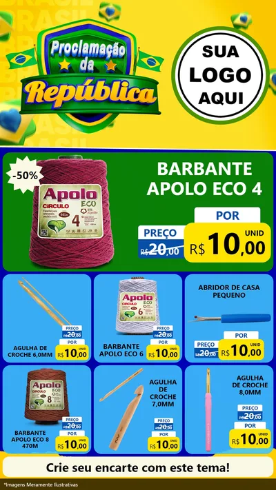 Modelo de Rede Social para Stories com o tema Proclamação da República para Armarinho e Aviamentos