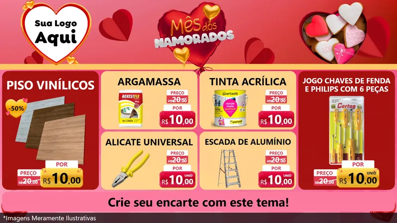Modelo de TV para TV Horizontal com o tema Mês dos Namorados para Material para Construção