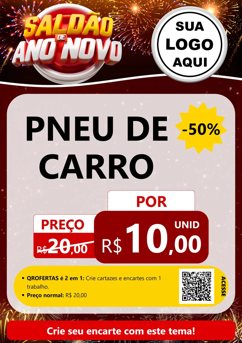 Modelo de Cartaz para Cartaz A4 Vertical com o tema Saldão de Ano Novo para Auto peças