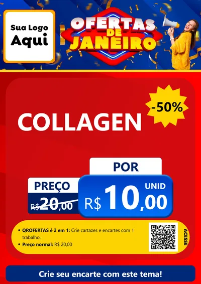 Modelo de Cartaz para Cartaz A4 Vertical com o tema Ofertas de Janeiro para Suplementos alimentares