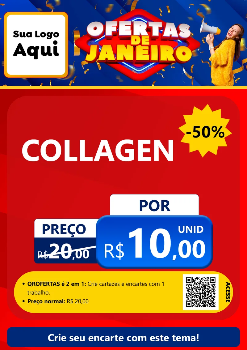 Modelo de Cartaz para Cartaz A4 Vertical com o tema Ofertas de Janeiro para Suplementos alimentares